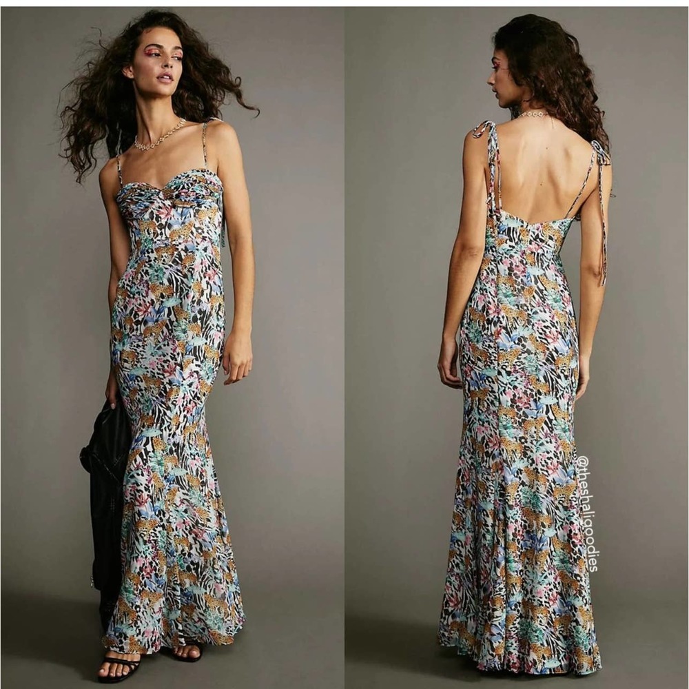 NWT Fame and Partners The Elham Dress Mermaid Cheetah Formal Maxi Sz 10 $399